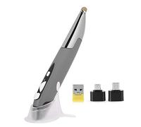 VBESTLIFE Stylet de Souris sans Fil 2,4 G Innovant avec Design Ergonomique, Plug and Play pour Ordinateurs Portables, Tablettes et Smartphones. (Gris Argent)