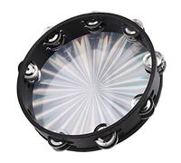 VBESTLIFE Tambour à Main de 10 Pouces, Jingles à Double Rangée, Percussion de Tambourin Réfléchissant ABS avec Cloches en Acier Inoxydable Sûres, Son Clair et Fort, Bord Poli