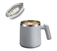VBESTLIFE Tasse à café avec Poignée, Gobelets de Voyage Isolés en Acier Inoxydable avec Couvercle, Tasse de Camping Sous Vide à Double Paroi pour Boissons Chaudes et Froides, thé (GRAY)