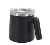 VBESTLIFE Tasse à café avec Poignée, Gobelets de Voyage Isolés en Acier Inoxydable avec Couvercle, Tasse de Camping Sous Vide à Double Paroi pour Boissons Chaudes et Froides, thé (BLACK)