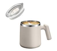 VBESTLIFE Tasse à café avec Poignée, Gobelets de Voyage Isolés en Acier Inoxydable avec Couvercle, Tasse de Camping Sous Vide à Double Paroi pour Boissons Chaudes et Froides, thé (WHITE)