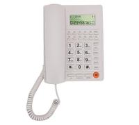 VBESTLIFE Téléphone Filaire avec Identification de L'appelant, Téléphone à Gros Boutons pour Personnes âgées Malvoyantes, Sonnerie Réglable, Réveil, pour la Maison (White)