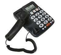 VBESTLIFE Téléphone Filaire, Identification de L'appelant, Sonnerie Réglable, Raccourcis Muets, Téléphone Fixe, Téléphone de Bureau, Téléphone Filaire à Gros Boutons, pour Le Bureau à(Le Noir)