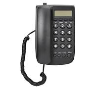 VBESTLIFE Téléphone Fixe de Base Filaire, FSK/DTMF sans Identification de L'appelant avec Fonction Flash, Téléphone Mural de Bureau pour Hôtel, Bureau à Domicile (Black)