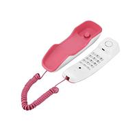 VBESTLIFE Téléphone Fixe Filaire avec Haut-Parleur, Téléphone Mural avec Fonction Pause/Mute/Redial pour Maison, Bureau - Rouge.