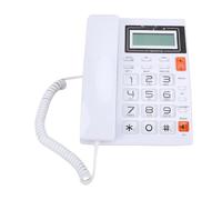 VBESTLIFE Téléphone Fixe Filaire, écran à 16 Chiffres, Identification de L'appelant, Affichage de la Date et de L'heure, Gros Boutons, Haut-Parleur, Fonction de Renumérotation, pour Bureau (White)