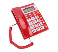VBESTLIFE Téléphone Fixe Filaire, écran à 16 Chiffres, Identification de L'appelant, Affichage de la Date et de L'heure, Gros Boutons, Haut-Parleur, Fonction de Renumérotation, pour Bureau (Rouge)