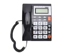 VBESTLIFE Téléphone Fixe Filaire, écran à 16 Chiffres, Identification de L'appelant, Affichage de la Date et de L'heure, Gros Boutons, Haut-Parleur, Fonction de Renumérotation, pour Bureau (Black)