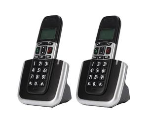 VBESTLIFE Téléphone sans Fil DECT 6.0 pour la Maison, 2 Combinés, Haut-Parleur Mains Libres Duplex Intégral, Conférence à 3, Blocage D'appels (Norme européenne)