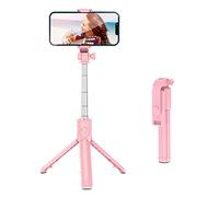 VBESTLIFE Trépied Selfie Stick, Tige de Selfie Pliable Portable avec Télécommande, Base Rotative à 360 °, étirement de 70 Cm, pour la Photographie sur Smartphone (Pink)