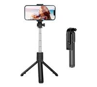 VBESTLIFE Trépied Selfie Stick, Tige de Selfie Pliable Portable avec Télécommande, Base Rotative à 360 °, étirement de 70 Cm, pour la Photographie sur Smartphone (Black)