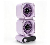 VBESTLIFE Ventilateur de Bureau à Double Tête, 100 Niveaux de Vitesse, Rotation à 360 °, Batterie Rechargeable par USB de 4000 MAh, Affichage LED Silencieux 35 DB, pour la Maison, la