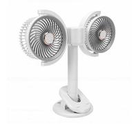 VBESTLIFE Ventilateur de Bureau à Double Tête avec Batterie Rechargeable, Ventilateur de Table USB Portable, Rotation à 360°, Hauteur Réglable pour Chambre à Coucher, Bureau, Veilleuse Silencieuse à