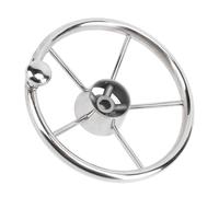 VBESTLIFE Volant de Bateau de 11 Pouces, Volant Marin à 5 Rayons 25 Degrés avec Poignée en Mousse et Capuchon Central pour Yachts, Bateaux Rapides, Acier Inoxydable