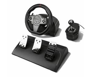 VBESTLIFE Volant de Course pour PC, Pivotant à 270°, avec Pédales à Induction Linéaire Hall et Palettes de Changement de Vitesse pour Ordinateur et Console de jeux.