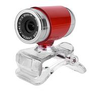 VBESTLIFE Webcam PC HD, Webcam avec Microphone Anti-Bruit Clip 360 Degrés Caméra USB (Rouge - Argent)