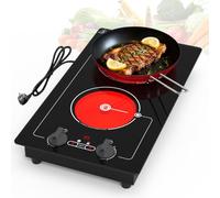 VBGK plaque de cuisson électrique, design intégré et plan de travail avec bouton rotatif et commandes tactiles, 9 niveaux de puissance, minuterie et sécurité enfant, 220V 3000W