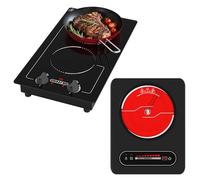 VBGK Plaque Electriq 1 Feux & Plaque Induction 2 Feu, 220-240V avec Capteur Tactile LCD, Verrouillage de Sécurité, Minuterie, Bouton et Commande Tactile LED