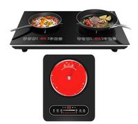 VBGK Plaque Electriq 1 Feux & Plaque Induction 2 Feu, 220-240V avec Capteur Tactile LCD, Verrouillage de Sécurité, Minuterie