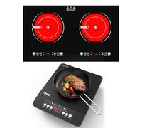 VBGK Plaque Electriq 2 Feux & Plaque Induction 1 Feu, 220V avec capteur tactile LCD, Verrouillage de Sécurité, Minuterie