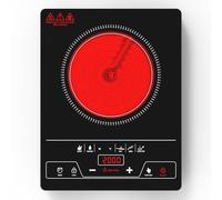 VBGK Plaque Vitrocéramique 1 Feu, Table de cuisson Electrique 2000W, Plaque de Cuisson avec Commande Tactile LED, 8 Niveaux de Puissance, Verrouillage Enfant