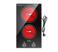 VBGK Plaque Vitrocéramique 2 Feux, Plaque de Cuisson Electrique 220V 3000W avec Bouton de Commande, 9 Niveaux, Verrouillage et Minuterie pour Enfants, Protection Contre la Surchauffe