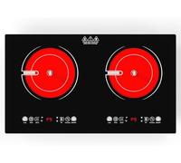 VBGK Plaque Vitrocéramique 2 Feux, Table de Cuisson 220V 3520W, Commande Tactile, 9 Niveaux de Chauffage, Minuterie et Sécurité Enfant, Encastrable et à Poser, Plaque de Cuisson Electrique