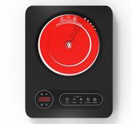 VBGK Plaque Vitrocéramique 2000W, Plaque Electrique 1 Feu, 10 Niveaux, Tables de Cuisson avec Minuterie, Verrouillage de Sécurité, Commandes Tactiles, Chauffage Rapide, Nettoyage Facile