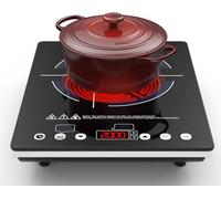 VBGK Plaque Vitrocéramique 2000W, Plaque Induction 1 Feu 220V, Plaque Electrique 1 Feu, Table de Cuisson avec Commande Tactile LED, 10 Niveaux de Puissance, Verrouillage Enfants, Minuterie