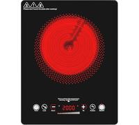 VBGK Plaque Vitrocéramique, 220V 2000W Plaques de Cuisson 1 Plaque, Électrique avec Commande Tactile Led, 9 Niveaux de Puissance, Minuterie 4 Heures, Verrouillage de SéCurité, Geeignet für Alle Töpfe