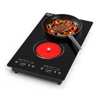 VBGK Plaque Vitrocéramique, 220V 3000W Plaque de Cuisson Electrique 2 feux, Plaque Electrique 2 Feux avec 9 Niveaux de Puissance, Sécurité Enfant, Minuterie, Commande Tactile LED