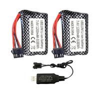 VBILUM Batterie Bateau RC 7,4V 1200mAh 8,88Wh SM-5P Prise Batterie pour Bateau RC 2008 R206 R208 R308 TX123 V003 V006 Bateau Batterie avec câble de Charge (2 pièces)