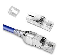 VBK 2 Pièces RJ45 Connecteur Cat 7 sans outil, 10Gbps Double Blindage STP pour Câble Ethernet Massif, Compatible avec Routeur Switch Modem PC Box Internet