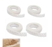 VBK Rubans Dentelle Auto-adhésifs 4 Rouleaux Crème Pour Cadeaux DIY | 4 rouleaux ruban dentelle auto-adhésif crème, 2 motifs, double face, pour emballage cadeaux, faire-part mariage et déco DIY