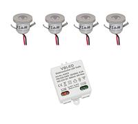VBLED Lot de 4 mini spots encastrables 1 W - Éclairage avant et latéral - 3000 K - LED - Mini plafonnier encastrable - Avec transformateur LED 12 V CC