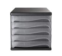 VBNCUUIOPO Armoire à tiroirs de classement Armoire de rangement de bureau Armoire de rangement de données Armoire à tiroirs en plastique Bureau de rangement à 5 couches (couleur : noir, dimensions