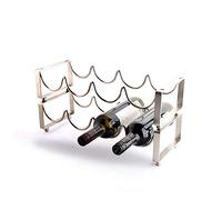 VBNCUUIOPO Casier à vin 4 bouteilles de table en métal casier à vin avec empilable 2 niveaux-argent-45,5 x 17 x 23 cm casier à vin portable (couleur : argent, taille : 45,5 x 17 x 23 cm)