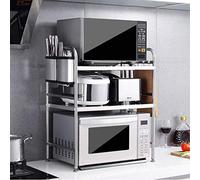 VBNCUUIOPO Étagère de rangement à 3 niveaux en acier inoxydable 304 pour four à micro-ondes, armoire de cuisine et comptoir, 53 x 36 x 70 cm, argent