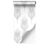 VBNEXYR Papier Peint Autocollant Papier Peint Floral Linéaire 45cm×500cm Motif Losanges Gris Idéal pour Les Murs Du Salon Et de La Chambre