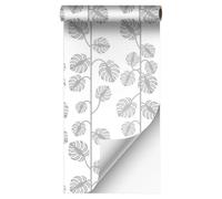 VBNEXYR Papier Peint Autocollant Papier Peint Linéaire À Motifs Floraux Gris 40cm×200cm Idéal pour Les Murs Du Salon Et de La Chambre