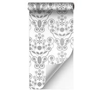 VBNEXYR Papier Peint Autocollant Papier Peint Linéaire À Motifs Floraux Gris 45cm×300cm Idéal pour Les Murs Du Salon Et de La Chambre