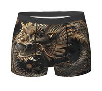 VBNTY Boxer pour homme style dragon chinois respirant et extensible évacuant l'humidité, Noir , XXL