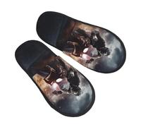 VBNTY Man Ride A Chaussons de moto pour femme Pantoufles pelucheuses antidérapantes chaudes et confortables pour chambre à coucher, Noir , Large Men/ Small Women