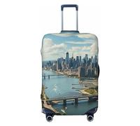 VBNTY Penthouse View Over New York Manhattan Housse de protection élastique lavable pour valise de 45,7 à 81,3 cm, Noir , L