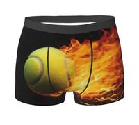 VBNTY Sous-vêtement pour homme avec images de tennis brûlées, caleçons boxeurs respirants et extensibles pour homme, Noir , S