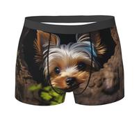 VBNTY Sous-vêtements pour homme A Little Yorkshire Terrier Boxer Slip respirant extensible pour homme Évacuation de l'humidité pour homme L Noir, Noir , L