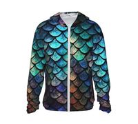 VBNTY Veste légère UPF 50+ pour homme, motif écailles de dragon magique 3D, protection solaire, sweat à capuche à manches longues pour femme, Noir , L