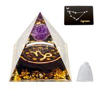 VBNZBK Pyramide Cristaux, Pyramide, 12 Constellations, Reiki Guérison Boule de Cristal, avec 1 Carte et 1 sac Cadeau en Maille, Cristaux Décoration Spirituelle Cadeaux pour Femmes Hommes(Capricorne)