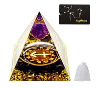 VBNZBK Pyramide en Orgonite, Pyramide en Cristal à Énergie Positive des Douze Signes du Zodiaque, Cadeau de Noël pour Méditation et Spiritualité (Sagittaire)