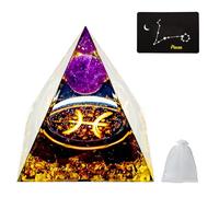 VBNZBK Pyramide en Orgonite, Pyramide en Cristal à Énergie Positive des Douze Signes du Zodiaque, Cadeau de Noël pour Méditation et Spiritualité (Poissons)